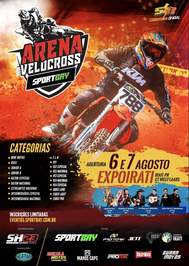 Arena Velocross acontece nos dias 6 e 7 de agosto em Irati/PR, com cobertura Show Radical.